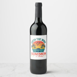 Etiqueta Para Botella De Vino Atrapa la Ola Vibraciones de Verano