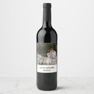 Etiqueta Para Botella De Vino Audaz foto de casamiento personalizado retro blanc