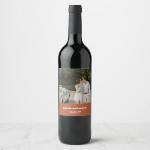 Etiqueta Para Botella De Vino Audaz foto de casamiento personalizado retro de ca