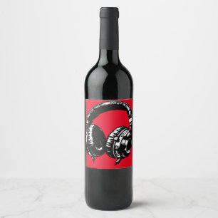 Etiqueta Para Botella De Vino Auriculares de Música Negros Baile Fiesta de Cumpl