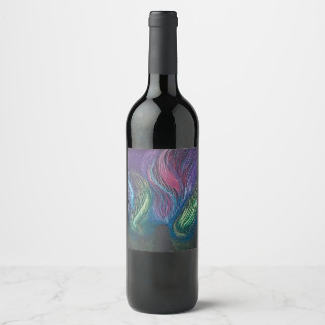 Etiqueta Para Botella De Vino Aurora Borealis (Anverso)