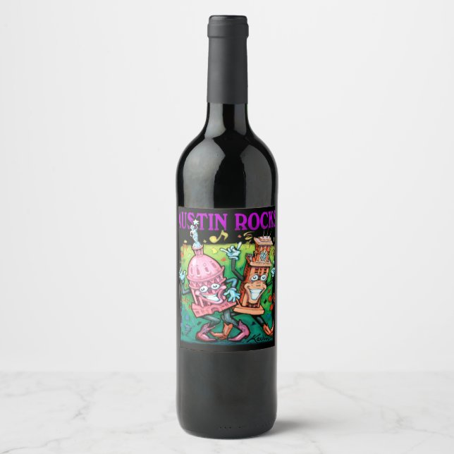 Etiqueta Para Botella De Vino Austin Rocks (Anverso)