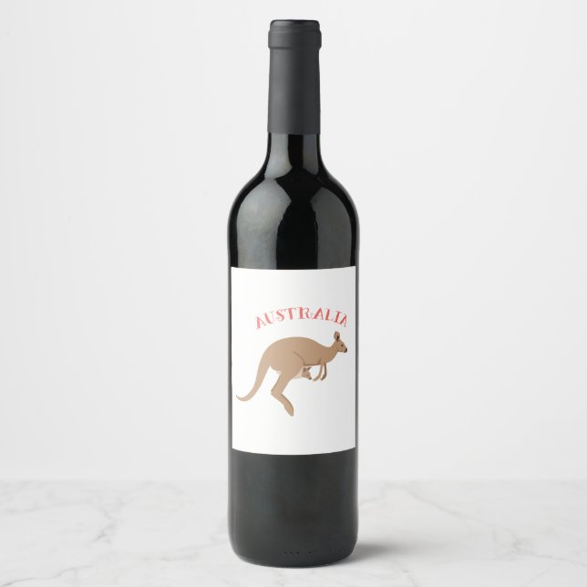Etiqueta Para Botella De Vino Australia Kangaroo (Anverso)