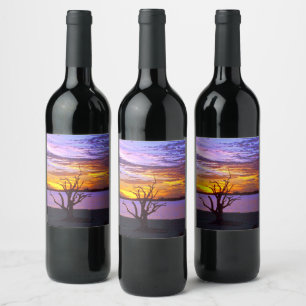 Etiqueta Para Botella De Vino Australia, Lake Bonney Sunset, etiqueta de vino