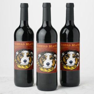 ETIQUETA PARA BOTELLA DE VINO AUSTRALIAN SHEPHERD