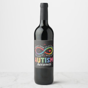 Etiqueta Para Botella De Vino Autismo Símbolo infinito Autismo Mes de Conciencia