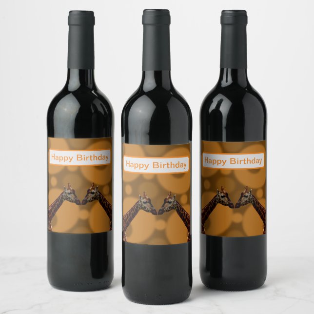 Etiqueta Para Botella De Vino Autoreflexión de la jirafa, (Botellas)