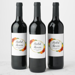 Etiqueta Para Botella De Vino Autumn Florals Bridal Shower