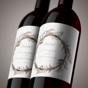 Etiqueta Para Botella De Vino Autumn Watercolor Boho Boda