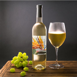 Etiqueta Para Botella De Vino Ave de la planta de paraíso Ducha Bridal Personali