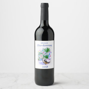 Etiqueta Para Botella De Vino Ave de pollo en etiqueta de vino de árbol