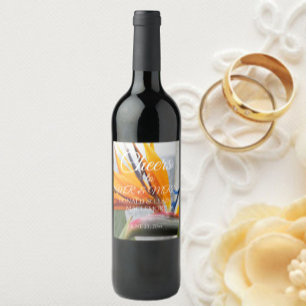 Etiqueta Para Botella De Vino Ave tropical del Boda floral del paraíso