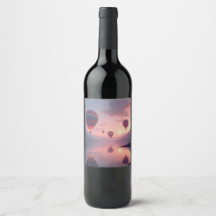 Etiqueta Para Botella De Vino Aventuras en Globo Soñadas