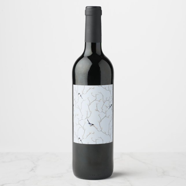 Etiqueta Para Botella De Vino Aves de Invierno (Anverso)