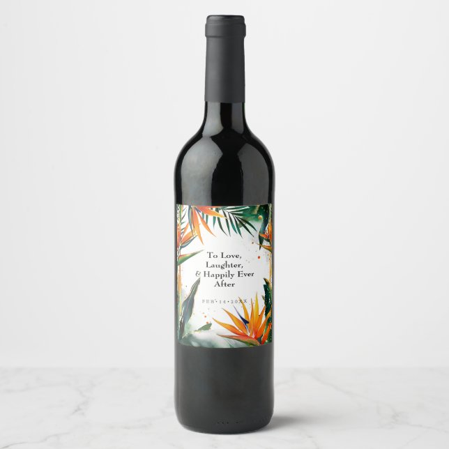 Etiqueta Para Botella De Vino Aves del paraíso (Anverso)