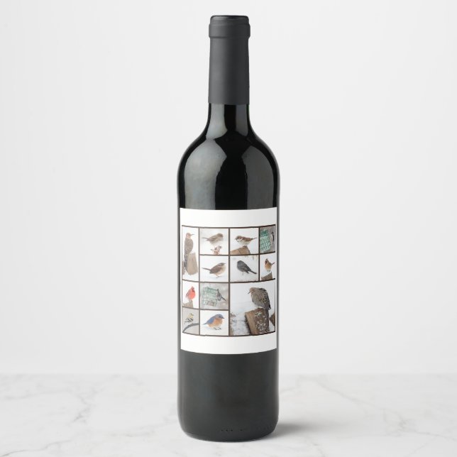 Etiqueta Para Botella De Vino Aves en colección de Nieve (Anverso)