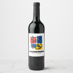 Etiqueta Para Botella De Vino Axolote abstracto Mondrian neotenia minimalista re
