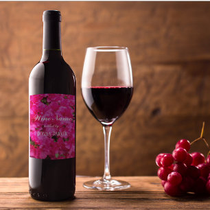 Etiqueta Para Botella De Vino Azalea rosa florece foto personalizada
