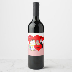 Etiqueta Para Botella De Vino Azúcar y Especias - Arte de Tarjeta de San Valentí