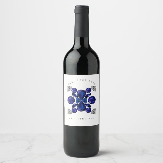 Etiqueta Para Botella De Vino Azul (Anverso)