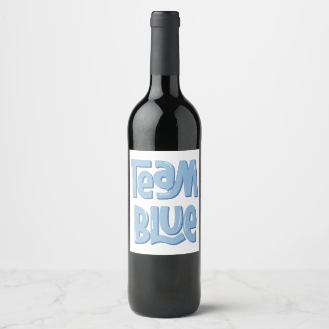 Etiqueta Para Botella De Vino Azul de equipo (Anverso)