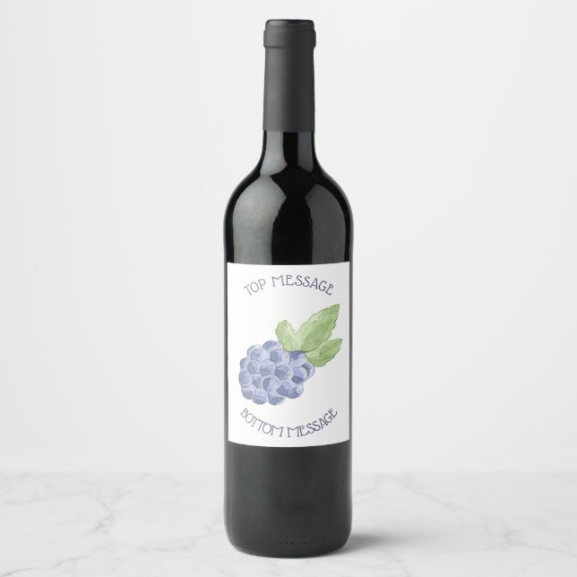 Etiqueta Para Botella De Vino Azul morado (Anverso)