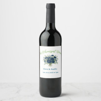 Etiqueta Para Botella De Vino azul verde floral la cena de ensayo editable na