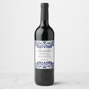 Etiqueta Para Botella De Vino Azulejo Talavera Azul Fiesta Española Despedida de