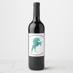 Etiqueta Para Botella De Vino Azules de Unicornio