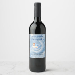 Etiqueta Para Botella De Vino Baby Boy Shower Invitan a la Moonlight Stars Water