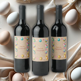 Etiqueta Para Botella De Vino Baby Shower Craft Colorful Floral Easter Eggs