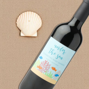 Etiqueta Para Botella De Vino Baby Shower de Sea Life