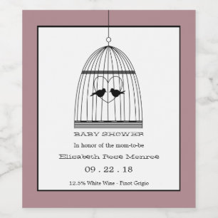 Etiqueta Para Botella De Vino Baby Shower de vejez cardíaca vintage