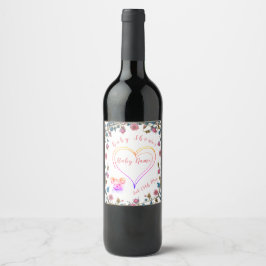 Etiqueta Para Botella De Vino Baby Shower Heart