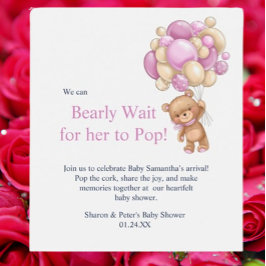 Etiqueta Para Botella De Vino baby shower pink teddy