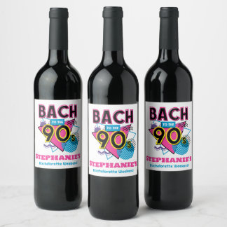 Etiqueta Para Botella De Vino Bach para la fiesta de la soltera de los años 90