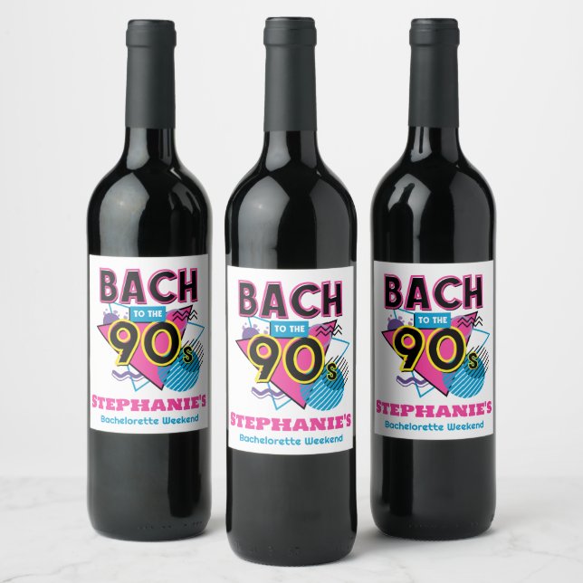 Etiqueta Para Botella De Vino Bach para la fiesta de la soltera de los años 90 (Botellas)