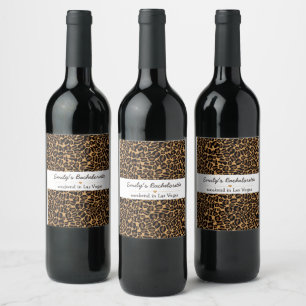 Etiqueta Para Botella De Vino Bachelorette Bride Boujee Impresión de Leopardo de