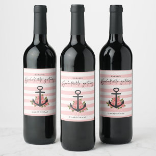 Etiqueta Para Botella De Vino Bachelorette Party Getaway Pink Nautical