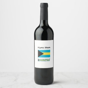 Etiqueta Para Botella De Vino Bahamas y Bandera de Bahamas Personalizado 