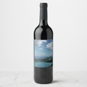 Etiqueta Para Botella De Vino Bahía de Magens, Isla Hermosa de Santo Tomás