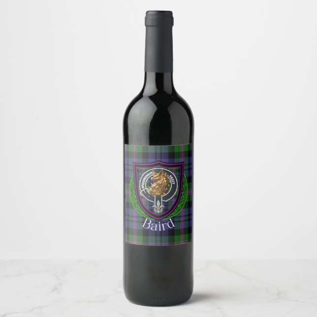 Etiqueta Para Botella De Vino Baird Scottish Clan Tartan & Crest (Anverso)