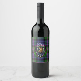 Etiqueta Para Botella De Vino Baird Scottish Clan Tartan & Escudo