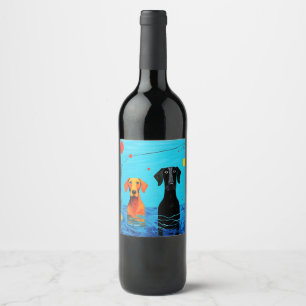 Etiqueta Para Botella De Vino Bajo el horizonte azul: perros surrealistas y colo