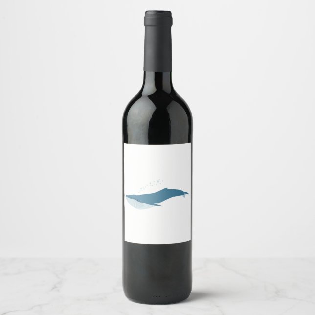 Etiqueta Para Botella De Vino Ballena azul (Anverso)