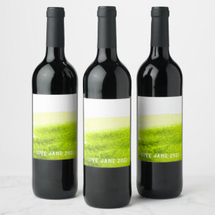 Etiqueta Para Botella De Vino Banda abstracta de acuarela verde
