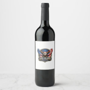 Etiqueta Para Botella De Vino Bandera Americana Águila Vintage 4 de julio 250 añ