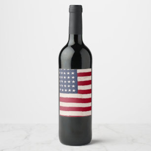 Etiqueta Para Botella De Vino Bandera americana del vintage