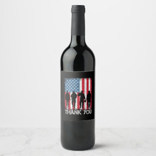 Etiqueta Para Botella De Vino Bandera Americana Patriótica Gracias