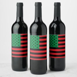 Etiqueta Para Botella De Vino Bandera Americana Roja Negra y Verde